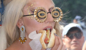 Lady Gaga Eating? a Hot Dog