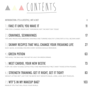 The Skinny Confidential Book Table of Contents Page 1