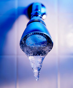 Shower head with ice coming out