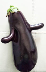 a hugging eggplant