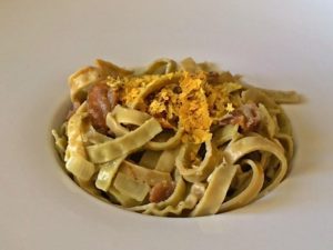 paleo pasta carbonara, dairy free and gluten free