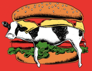 cow in a burger cartoon