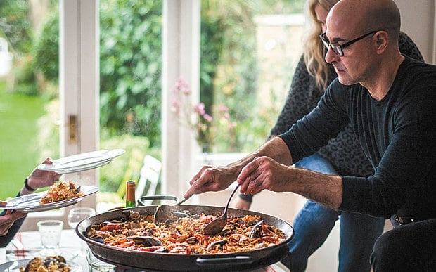 Stanley Tucci Cooking Paella