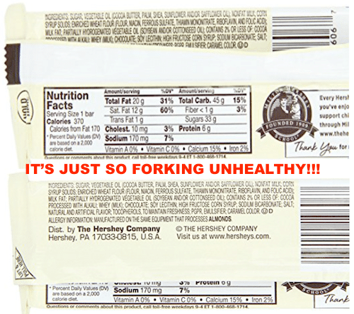 HERSHEY'S COOKIES 'N' CREAM INGREDIENTS LABEL