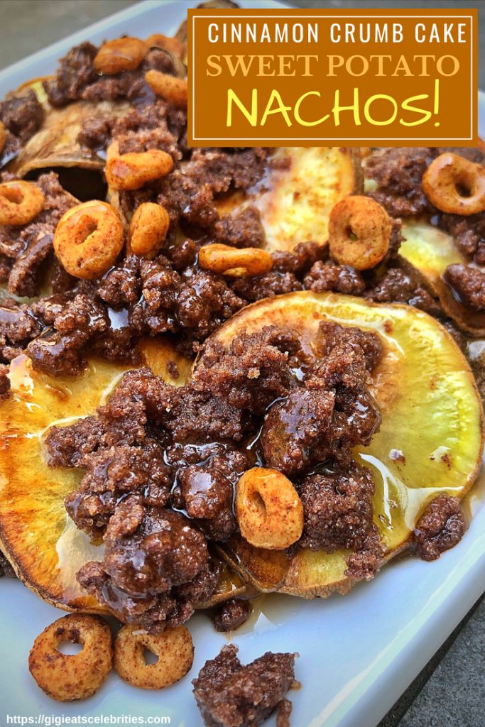 Cinnamon Crumb Cake Sweet Potato Nachos that are Keto (well the crumb topping is) and Paleo