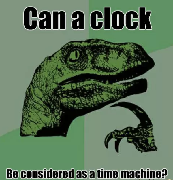 time machine clock dinosaur