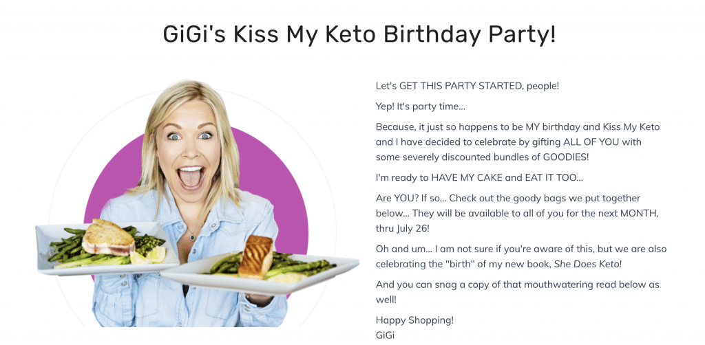 gigi's birthday party kiss my keto