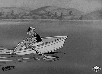 Popeye Rowing Away