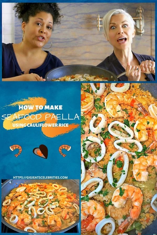 seafood keto paella with cauliflower rice
